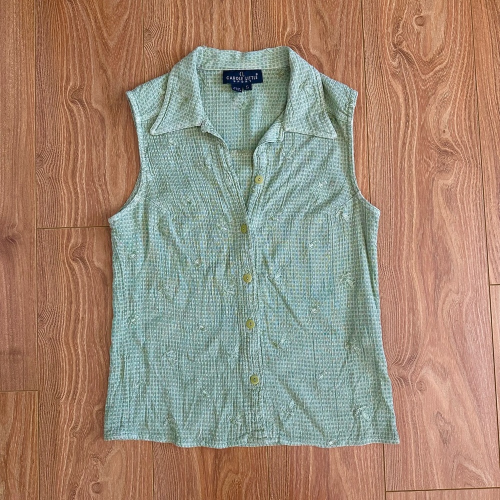 Vintage Carole Little Sport Sleeveless Button Up Top
